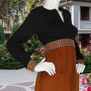 Gene Stanley Vintage Southwestern V-Neck Dress XS